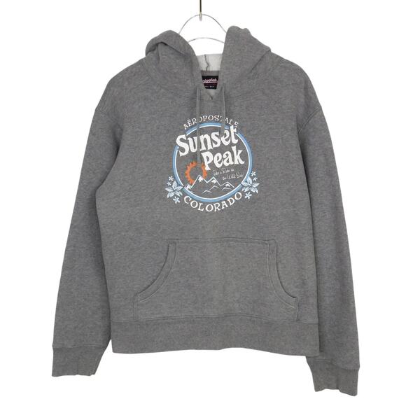 Y2k Aeropostale Sunset Peak, Colorado Gray Hoodie Sweatshirt Medium - Picture 7 of 7